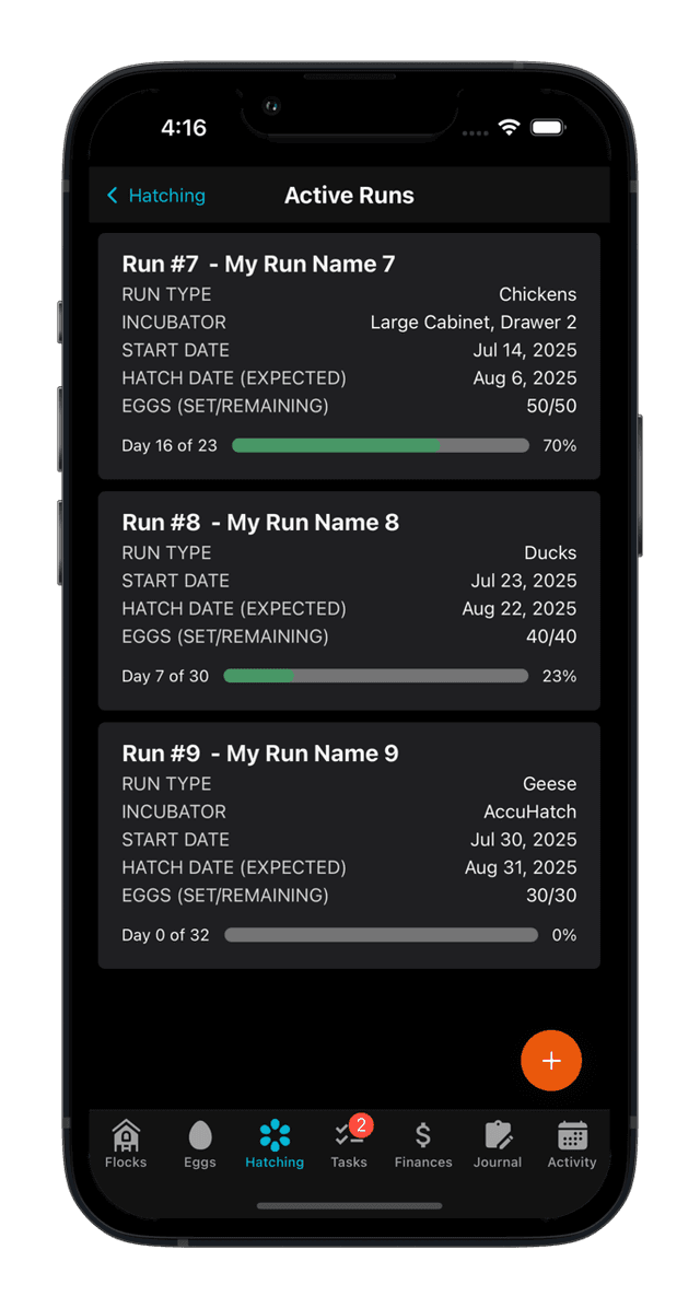 Breeding lineage interface showing family trees