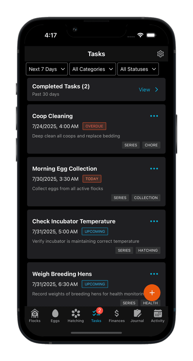 Calendar view for task scheduling